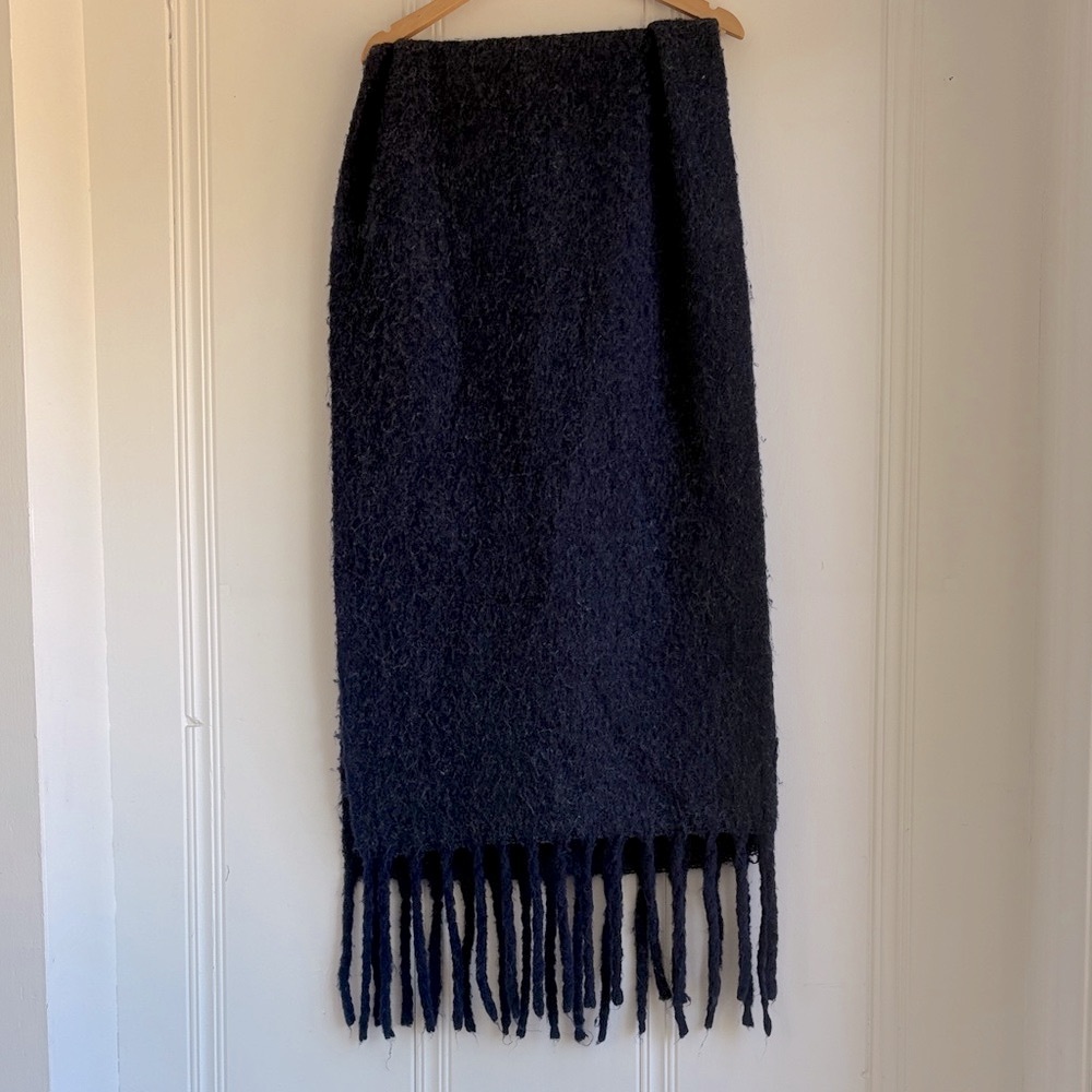 3/$15! Fringed Oversized Shawl Wrap Dark Blue
